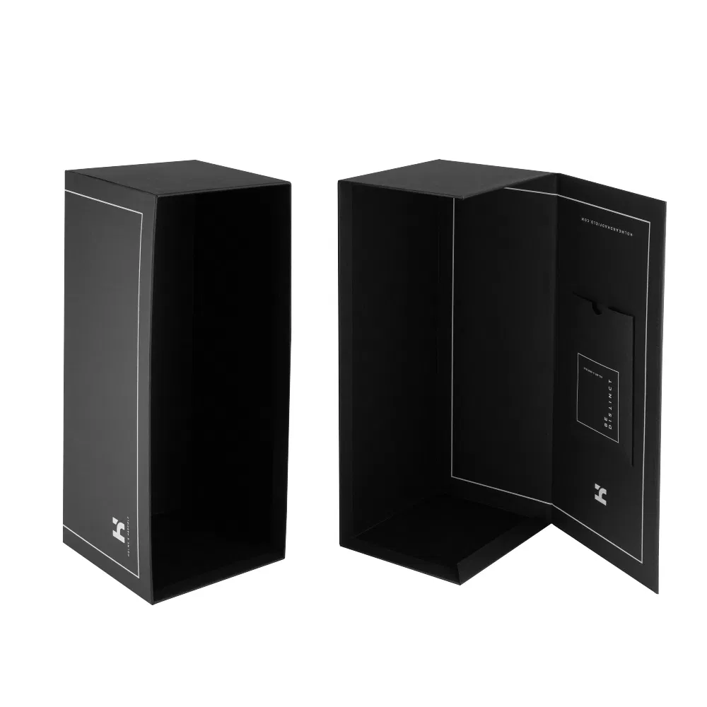 Caja de regalo de perfume con cierre magnético negro plegable personalizado, fabricante de cajas de papel para embalaje de ropa rosa