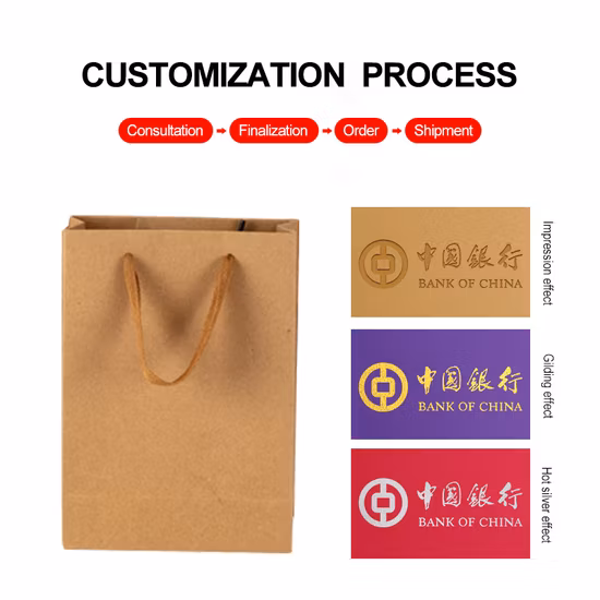 Logotipo personalizado ecológico Tote Kraft blanco Café plástico Arte marrón Impresión reciclada Almacenamiento Moda de lujo Tote negro Compras a mano Papel Bolsas de embalaje de regalo